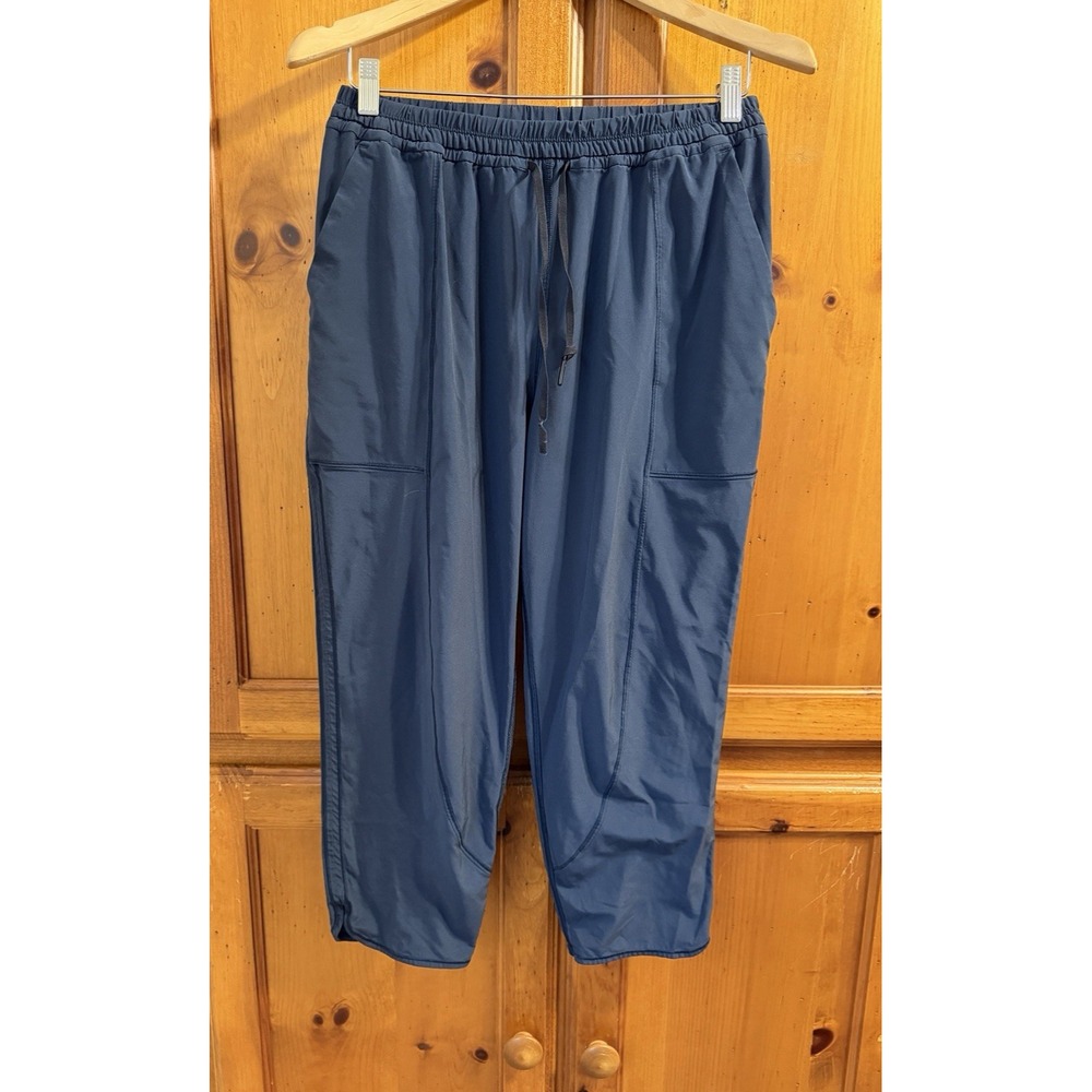 Lululemon Women's 8 Cropped Pants Sweatpants Capri Blue Drawstring Run Yoga